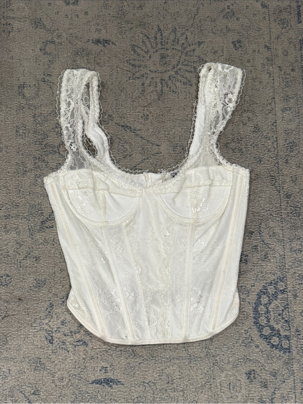 SHEIN Ivory Lace Corset Top